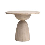 Florian Side Table With Beech Pine Wood & Oak Veneer - Round
