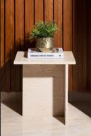 Travertine Marble Side Table With Square Top Design