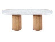 Oval Fluted Sea Grey Marble Dining Table