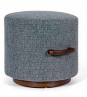 كرسي بوف كيس - منجد بالكامل بقاعدة ومقبض خشبي - دائري