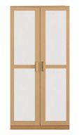 Double Tone White Wash Wardrobe - 100 cm