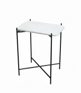 طاولة جانبية مستطيلة بسطح رخام وأرجل معدنية