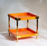 Side Table - Stainless Steel Frame - 2 Wooden Levels