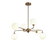 Modern Steel Ceiling Lamp With 6 Opal Globes Gold - YL738