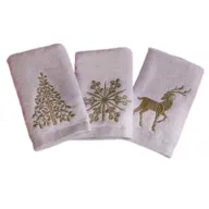 Deer, Tree, Snowflake Guest Golden Towel Set
