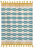 سجادة من القطن المنسوج يدويًا – بنمط مخطط إيكو مع شراشيب