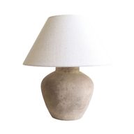 Antiqued Greige Earthenware Table Lamp