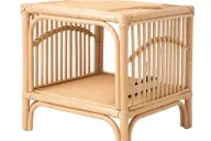 Bamboo Night Table With Open Storage Shelf