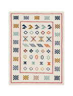 Playful Cotton & Wool Pattern Kilim Rug