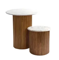 Lanes Marble Top - Set of 2 Tables - Beech Wood - Round