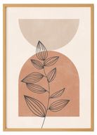 Minimalist Abstract Arches Printed Artwork with Botanical Design With Wooden Frame