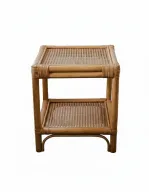 Bamboo & Cané Square Shaped Side Table - 2 Levels