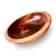 وعاء إيبوكسي بني وبرتقالي – قطعة فنية يدوية