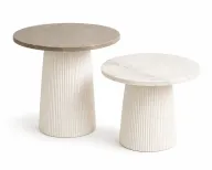 Round Marble Coffee Table- 2 Pieces - Fiber Glass Base