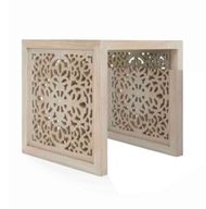 Cutout Side Table With Ethnic Carvings - Square Design