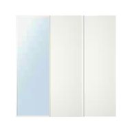 Customized Built-In White Lacquered Sliding Wardrobe with Mirror