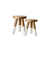 Dip Dyed stools (set of 2) - Round - Wooden - Slanted Legs