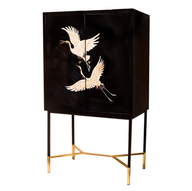 Hand Painted Two Birds Cabinet With Golden Legs
