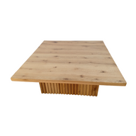 Solid Oak Coffee Table - Fluted Base - Rectangle Design