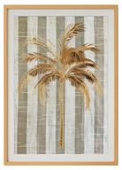 Palm Tree Golden on Textured Stripes Print – Modern Tropical Wall Art