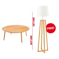 June Oak Coffee Table + Overlap Floor Lamp