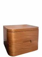 Night Table In Natural Walnut Veneer With 2 Drawers