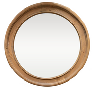 Earth Round Wood-Framed Mirror with Elegant Curved Details