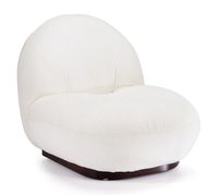 Chubby Chair With Upholstered Body & Wooden Base