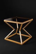 Hollow Pyramid Table - Gold Metal Base With Glass Top