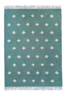 سجادة خضراء من الصوف المنسوج يدويًا – بنمط هندسي ماسي