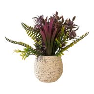Artificial Flower Plant with White Terrazzo Pot