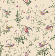 Hummingbirds Archive Anthology by Cole&Son (Classic Multi & Old Olive on Cream)