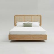 Levitate Bed With Cane And Oak Base & Head Board