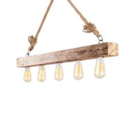 Modern Wood & Steel Ceiling Lamp With 5-Light and Rope Detail - YL741