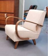 Art Deco Armchair With Wooden Frame & Upholstered Body