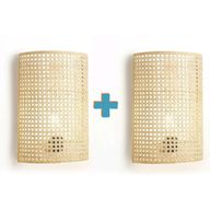 Woven Wall Lamp Set - Natural Cane Design that Emits a Warm Glow - AN4