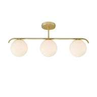 Modern Steel Ceiling Lamp With 3 Opal Glass Globes Gold - YL725