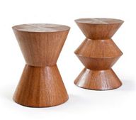 Cuba Side Table Set of 2 - Oak Veneer - Round Top