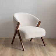 Dalia Armchair In Red Beech Wood & Plush Upholstery