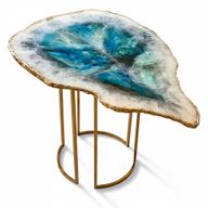 Turquoise & White Agate Side Table