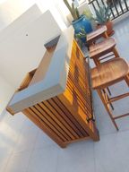 Teak Bar With Concrete Top