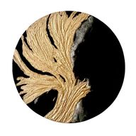 Textured Epoxy Round Painting – Gold Tree Design on Glossy Black