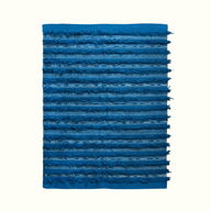 Navy Fringe Handwoven Blue Wool Rug – Unique Textured Design on Cotton Base
