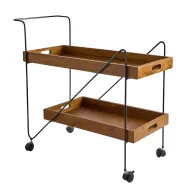 طاولة قهوة ان بعجلات وفرامل - خشب صلب وموسكي