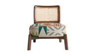 Bayan Wooden Chair – Cushioned Seat With Cane Backrest