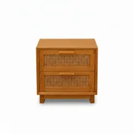Nora Bedside Table With 2 Cane Front Drawers