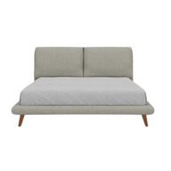 Bliss Upholstered Bed with Cushioned Backrest and Wooden Legs