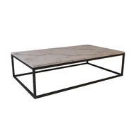 طاولة قهوة هولو ريك بقضبان معدنية وسطح رخام كرارة