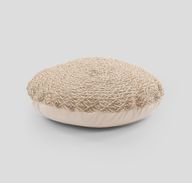 Kushan Round Floor Cushion in Linen With Jute Braids