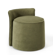 Buff Pouf - Fully Upholstered With Backrest